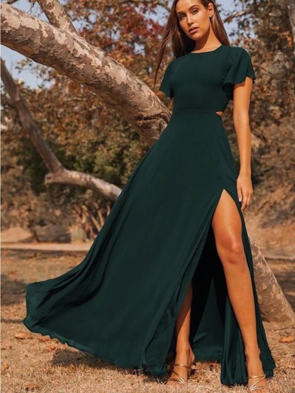 Lulu’s Garden Bliss Emerald Green Maxi Dress